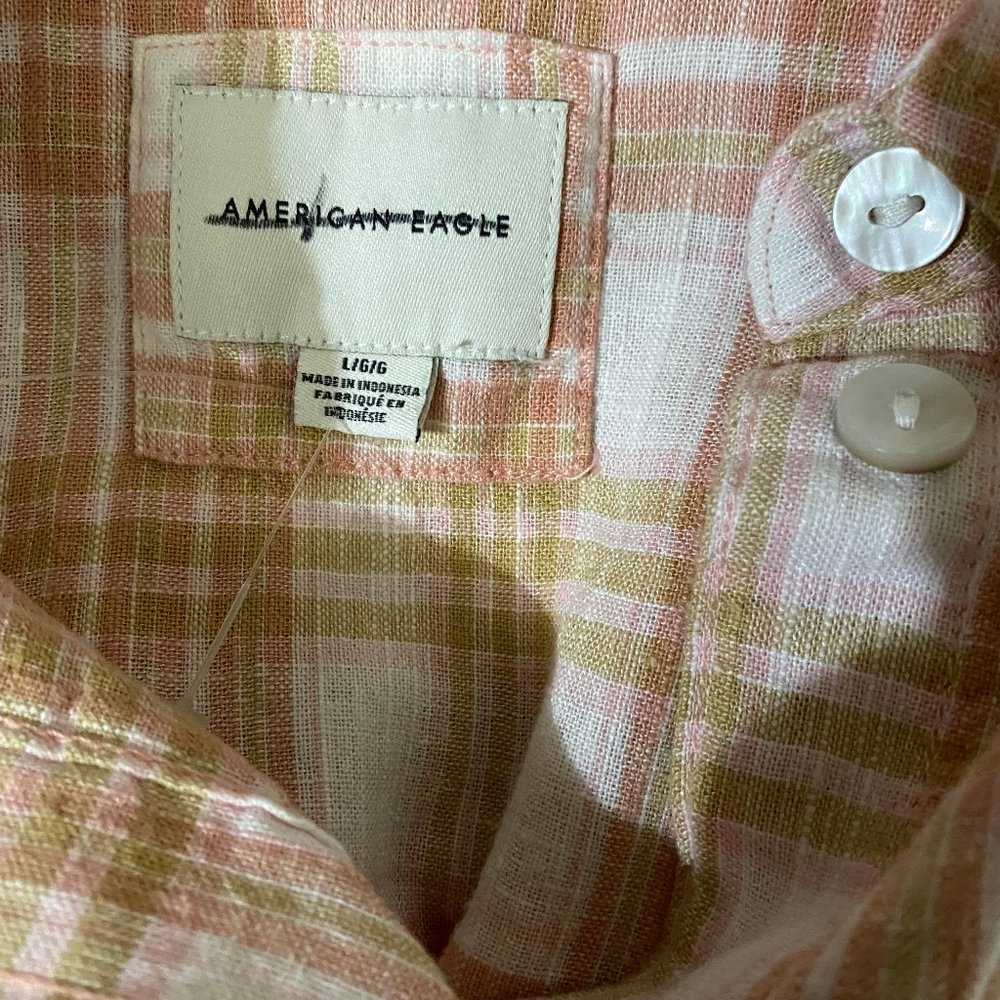 NEW American Eagle Linen Oversized Shirt L - Picture 12 of 14